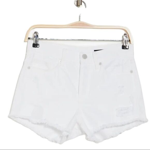 BLANKNYC Hi Rise Ridge Distressed Shorts in White - Picture 2 of 9
